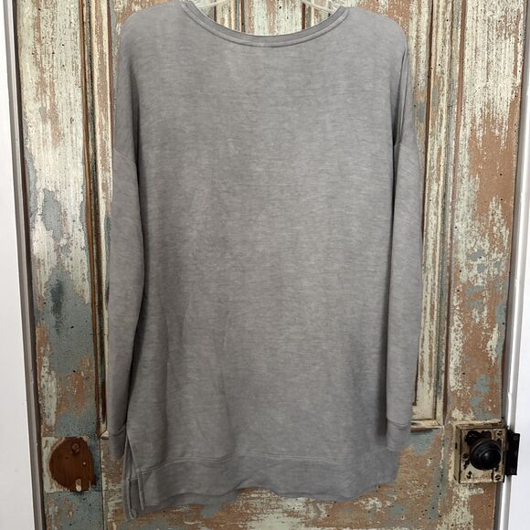 Tresics Top V Neck Long Sleeve Slimming Fitted Cotton Basic Tissue Gray X Large - Picture 9 of 9